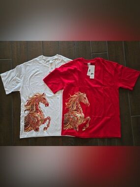 Year of the Horse Graphic T-Shirt - Red and White